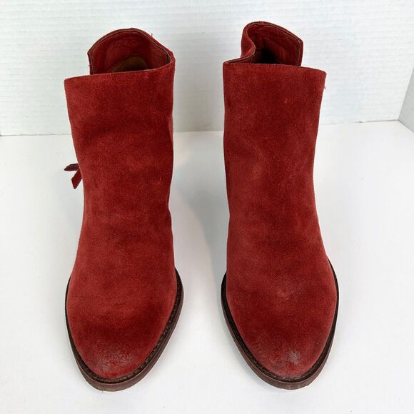 Sam Edelman Macon Suede Ankle Booties Rust Spiced Red Zip Side Fall Boots 8.5 - Picture 5 of 11